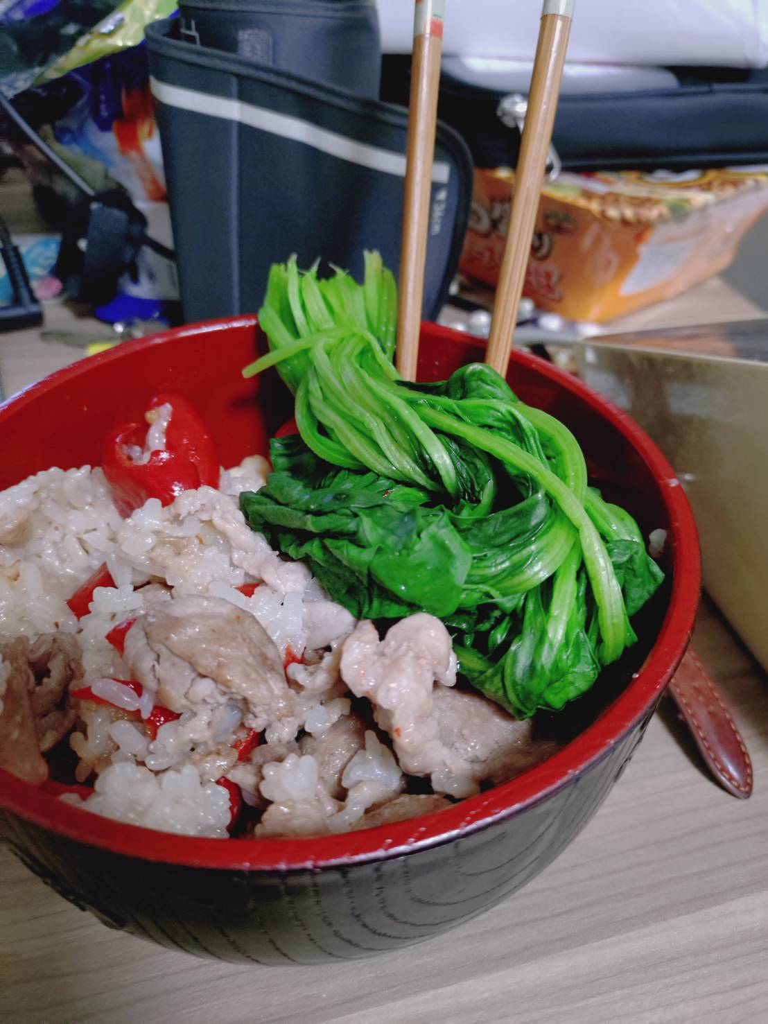 ほうれん草と豚肉とライス　塩無し